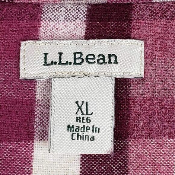 LL Bean Button Down Shirt LS Womens Size XL Plaid Check Pink Cotton - Picture 6 of 9